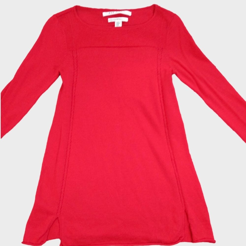 Max Studio Extra Fine Merino Wool red long sleeve knit top extra small